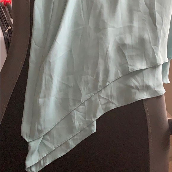 Aqua green asymmetrical hemline halter shift dress - Picture 4 of 4